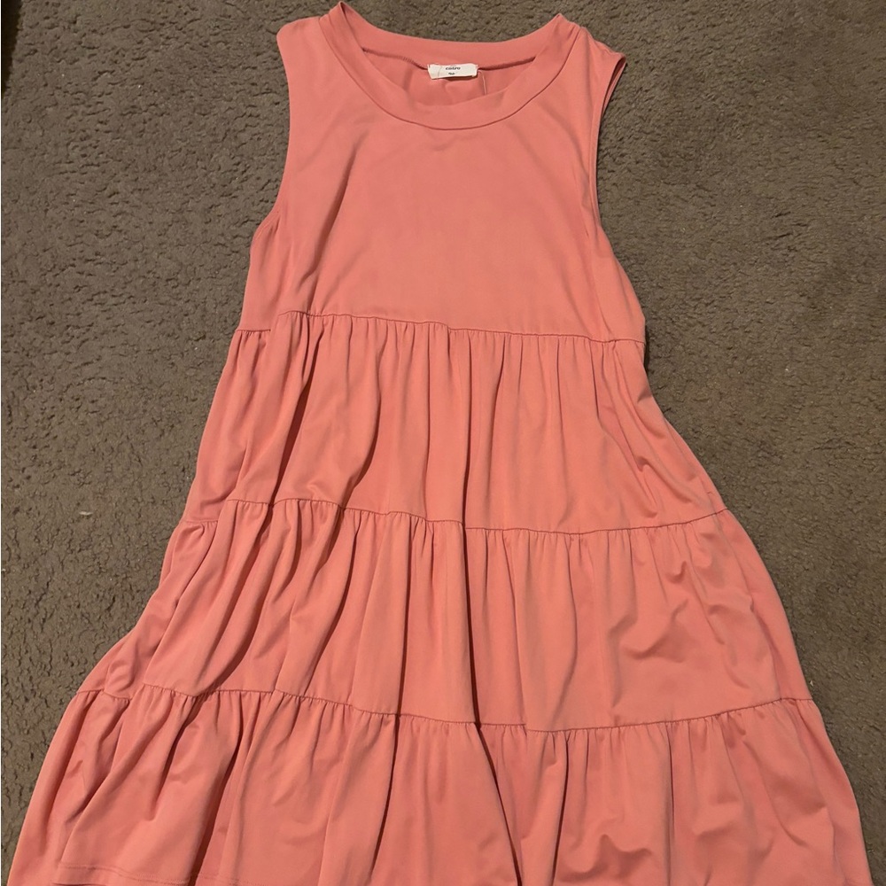 Peach tiered maternity dress